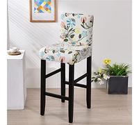 FANSU Bar Stool Chair Covers with Backrest Stretch Bar Stool Covers Spandex Fabric Removable Washable Chair Slipcovers for Kitchen Dinning Chair Counter Short Back Chair (Beige Elegant,Set of 2)