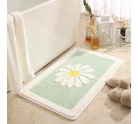 FANSU Bath Mat Non-Slip Bathroom Mat, Fleece Bath Mats for Inside Bath, Absorbent Bathroom Rug Machine-Washable Floor Mat Bathroom Accessory (40x60cm,Mint Daisy)