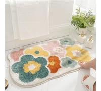 FANSU Bath Mat Non-Slip Bathroom Mat, Flower Styling Bath Mats for Inside Bath, Absorbent Bathroom Rug Machine-Washable Floor Mat Kitchen Bathroom Accessory (40 * 60cm,Flower)