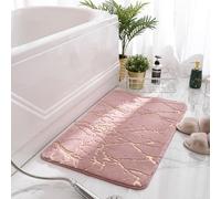 FANSU Bath Mat Non-Slip Bathroom Mat, Marble Pattern Bath Mats for Inside Bath, Absorbent Bathroom Rug Machine-Washable Floor Mat Bathroom Accessory (40 * 60cm,Pink)