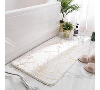 FANSU Bath Mat Non-Slip Bathroom Mat, Marble Pattern Bath Mats for Inside Bath, Absorbent Bathroom Rug Machine-Washable Floor Mat Bathroom Accessory (50 * 80cm,White)