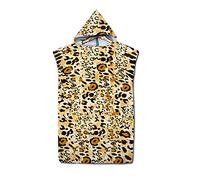FANSU Beach Towel Hooded Poncho, Printing Large Microfiber Changing Robe Bathing Hooded Compact Blanket with Hood for Surfing Swimming Wetsuit Adult Woman & Man (75x110cm,Leopard1)