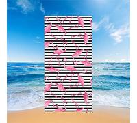 FANSU Beach Towel Microfiber Large Lightweight Splashing Pink Flamingo Series, Rectangle Quick Dry Absorbent Throw Tapestry Table Cloth Swimming Rugs Sunscreen Sports Bath (70 * 150cm,stripe)