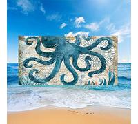 FANSU Beach Towel Microfibre Large, Ocean Animal Print Microfibre Towel Lightweight Adults & Kids Travel Towel Quick Dry Summer Bath Towel for Travel Beach Swim (Blue Octopus,150x180cm)
