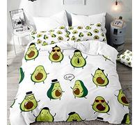 FANSU Bedding Duvet Cover Sets Green Avocado Print, Complete Set Duvet Cover Pillowcase, Polyester Microfiber Zip Easy Care Single Double King Size Bed (gentleman,135x200cm(2pcs))