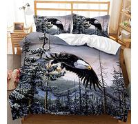 FANSU Bedding Set 2/3 Piece, Eagle Printed Duvet Set Quilt Case Pillow Case - Boys Girls Bedroom Microfiber Duvet Cover Set for Double King Single Bed (Cedar Forest,135x200cm)