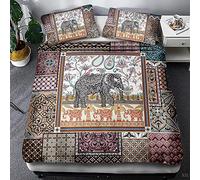 FANSU Bedding Set 2/3 Piece, Elephant Printed Duvet Set Quilt Case Pillow Case - Boys Girls Bedroom Microfiber Duvet Cover Set for Double King Single Bed (Paisley,140x200cm)