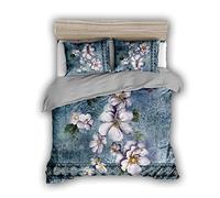 FANSU Bedding Set with Duvet Cover Pillow Case, 3 Piece Microfiber Polyester 3D Flowers Bedroom Duvet Cover Set Duvet Set Quilt Case for Double King Single Bed (180x220cm,Violet)