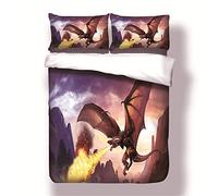 FANSU Bedding Sets Duvet Cover Set 3 Piece, 3D Flying dragon Microfiber Bedroom Duvet Set 2 x Pillowcases 1 x Quilt Case for Double King Single Bed (Double-200x200cm,Evil)