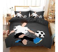 FANSU Bedding Sets Duvet Cover Set 3 Piece, Microfiber 3D Football Bedroom Duvet Set 2 x Pillowcases 1 x Quilt Case for Double King Single Bed (Double-200x200cm,black)