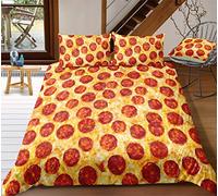 FANSU Bedding Sets Duvet Cover Set 3 Piece, Microfiber 3D Snack Bedroom Duvet Set 2 x Pillowcases 1 x Quilt Case for Double King Single Bed (Double-200x200cm,Pizza)