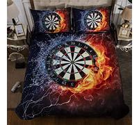 FANSU Bedding Sets Duvet Cover Set 3 Piece, Microfiber 3D Sports Ball Bedroom Duvet Set 2 x Pillowcases 1 x Quilt Case for Double King Single Bed (150x200cm-2pcs,Dart board)