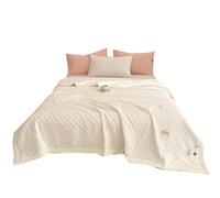 FANSU Bedspread Quilt Single Double Super King Bed Size, Cotton Quilted Cover Sofa Blanket Throw Lightweight Decorative Coverlet Nordic Style Bed Sheet (Cream white,180x200cm)