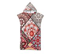 FANSU Boho Changing Robe Poncho, Large Microfiber Beach Towel Hooded Bathing Compact Blanket with Hood for Surfing Swimming Wetsuit Adult Woman & Man (75 * 110 cm,Flower 3)