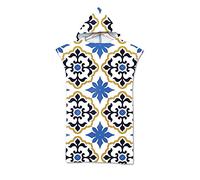 FANSU Boho Changing Robe Poncho, Large Microfiber Beach Towel Hooded Bathing Compact Blanket with Hood for Surfing Swimming Wetsuit Adult Woman & Man (75 * 110 cm,Classic 3)