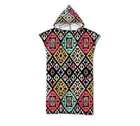 FANSU Boho Changing Robe Poncho, Large Microfiber Beach Towel Hooded Bathing Compact Blanket with Hood for Surfing Swimming Wetsuit Adult Woman & Man (75 * 110 cm,Classic 2)