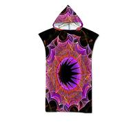 FANSU Boho Changing Robe Poncho, Large Microfiber Beach Towel Hooded Bathing Compact Blanket with Hood for Surfing Swimming Wetsuit Adult Woman & Man (75 * 110 cm,Flame)