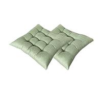 FANSU Chair Cushions With Ties Set of 2, Seat Pads Linen Tatami Thick Padded Booster for Home Floor Patio Garden or Office (Green, 45x45x8cm)