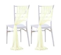 FANSU Chiffon Chair Sashes, 4 Pieces Wedding Chair Chiffon Wedding Draping Fabric Chair Drapes 20x250cm Wedding Aisle Chair Decorations for Ceremony Ceiling Lawn Decoration (Pale Yellow)