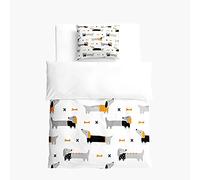 FANSU Children Baby Girls Boys Kids Duvet Cover Bedding Set 2 Piece, Nursery Easy Care Quilt Cover with zipper & Pillow Set for Toddler Cot Bed - Dog print (Dachshund,100x135cm+40x60cm)