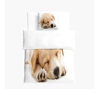 FANSU Children Baby Girls Boys Kids Duvet Cover Bedding Set 2 Piece, Nursery Easy Care Quilt Cover with zipper & Pillow Set for Toddler Cot Bed - Dog print (Golden retriever,120x150cm+40x60cm)