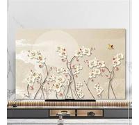 FANSU Chinese Floral Style TV Dust Cover,TV Screen Cover,Universal Elastic Television All-Inclusive Protection,Computer Dust for 32” to 80” Television/PC Display Decoration (Beige,80Inch)