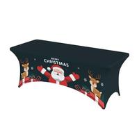 FANSU Christmas Santa Claus Tablecloth Rectangular Spandex, Fitted Table Cloth Rectangle Elasticated Table Cover Stretch Tablecloths for Party Event Banquet (6FT/183x76x76cm,Christmas Elk)