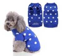 FANSU Christmas Small Dog Jumper, Soft Turtleneck Puppy Sweater Thicken Knit Dog Pullover Vest Coat for Small Medium Large Dogs and Cats, Warm Pet Xmas Winter Outfit (S,Blu)