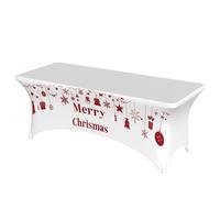 FANSU Christmas Snowflake Tablecloth Rectangular Spandex, Fitted Table Cloth Rectangle Elasticated Table Cover Stretch Tablecloths for Party Event Banquet (6FT/183x76x76cm,Christmas Ball)