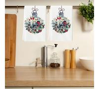 FANSU Christmas Tea Towels for Kitchen, Christmas Holly Tea Towel 2 Pack Absorbent Kitchen Towels 40x60cm Hand Towels Soft Thick Dishcloths Dish Towels Quick Dry Bar Towels (Red Bird)