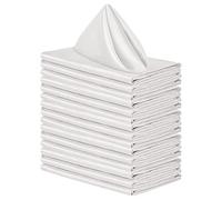 FANSU Cloth Napkins Pack of 4/6/8/12, Soft Polyester&Cotton Dinner Napkins Washable Table Napkins for Wedding, Banquet, Home, Hotel, Cocktail, Dining Party (White,50x 50cm/8 Pack)