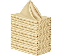 FANSU Cloth Napkins Pack of 4/6/8/12, Soft Polyester&Cotton Dinner Napkins Washable Table Napkins for Wedding, Banquet, Home, Hotel, Cocktail, Dining Party (Champagne gold,50x 50cm/4 Pack)