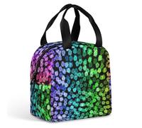 FANSU Colorful Geometry Lunch Bag, Insulated Lunch Bag, Wide Open Portable Cooler Lunchbox, Waterproof Totes,Handbag Men Women for Outdoor,Beach,Camping,Travel,Picnic (Green,22x20x13cm)