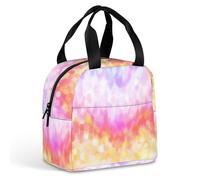 FANSU Colorful Geometry Lunch Bag, Insulated Lunch Bag, Wide Open Portable Cooler Lunchbox, Waterproof Totes,Handbag Men Women for Outdoor,Beach,Camping,Travel,Picnic (Pink,22x20x13cm)
