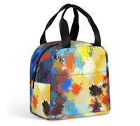 FANSU Colorful Geometry Lunch Bag, Insulated Lunch Bag, Wide Open Portable Cooler Lunchbox, Waterproof Totes,Handbag Men Women for Outdoor,Beach,Camping,Travel,Picnic (Colorful,22x20x13cm)