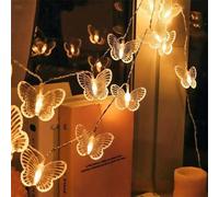 FANSU Colorful/Warm Butterfly LED Garden Lights, 8 Modes Indoor/Outdoor Solar String Lights, Solar Lights Outdoor Garden, for Patio Yard Christmas Parties Wedding Decorations (Warm White,7m/50 LED)