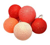 FANSU Cotton Ball String Fairy Lights, 6cm Christmas Balls LED Night Lights Battery Garland Lamp Garden Indoor Home Holiday Party Wedding Xmas Decoration Warm White (1.5M-10LED,Red, Orange, Pink)