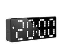FANSU Digital Alarm Clocks Bedside, Versatile Digital Clock with Charge Ports Simple Fashion LED Mains/Battery Compact Alarmclock for Decoration Home,Bedroom,Office,Travel (Black White,16x2.7x6cm)