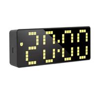 FANSU Digital Alarm Clocks Bedside, Versatile Digital Clock with Charge Ports Simple Fashion LED Mains/Battery Compact Alarmclock for Decoration Home,Bedroom,Office,Travel (Yellow,16x2.7x6cm)