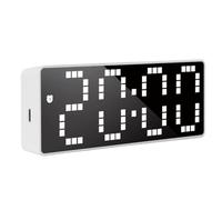 FANSU Digital Alarm Clocks Bedside, Versatile Digital Clock with Charge Ports Simple Fashion LED Mains/Battery Compact Alarmclock for Decoration Home,Bedroom,Office,Travel (White,16x2.7x6cm)