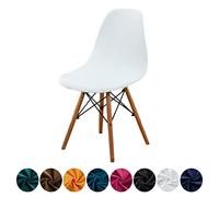 FANSU Dining Chair Covers Set of 1/2/4/6, Luxury Velvet Scandinavian Chair Slipcovers Stretch Shell Chair Covers with Back for Kitchen Dining Living Room Bedroom (2 pcs,Elegant White)