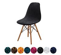 FANSU Dining Chair Covers Set of 1/2/4/6, Luxury Velvet Scandinavian Chair Slipcovers Stretch Shell Chair Covers with Back for Kitchen Dining Living Room Bedroom (2 pcs,Black)