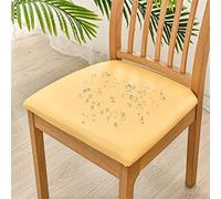 FANSU Dining Chair Seat Covers Leather, Stretch Chair Seat Covers with Ties Set of 1 2 4 6 Elastic PU Chair Seat Slipcovers Non Slip Protector Cover for Kitchen, Office (Yellow,1 Pieces)