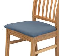 FANSU Dining Chair Seat Covers with Ties, Chair Seat Covers Set of 1 2 4 6, Stretch Elastic Solid Color Chair Seat Slipcovers Non Slip Protector Cover for Kitchen Office (Blue,6 Pieces)