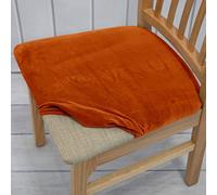 FANSU Dining Chair Seat Covers with Ties, Velvet Flannel Chair Seat Covers Set of 1 2 4 6, Elastic Stretch Chair Seat Slipcovers Non Slip Protector Cover for Kitchen (Orange,6 Pieces)