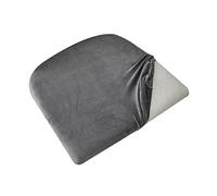 FANSU Dining Room Chair Seat Covers Set of 1 2 4 6, Solid Color Velvet Stretch Chair Seat Covers Elastic Non Slip Chair Seat Slipcovers with Ties Protector Cover (Grey,2 Pieces)