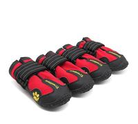 FANSU Dog Boots 4 Pieces, Winter Dog Shoes Warm Dog Paw Protectors for Medium Large Dogs, Plush Dog Walking Boots, Dogs Boots for Ourdoor Walking Indoor Hardfloor (XXL(6#),Red)