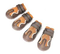 FANSU Dog Boots 4 Pieces, Winter Dog Shoes Warm Dog Paw Protectors for Medium Large Dogs, Plush Dog Walking Boots, Dogs Boots for Ourdoor Walking Indoor Hardfloor (XXL(6#),Brown/Earth)