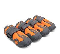 FANSU Dog Boots 4 Pieces, Winter Dog Shoes Warm Dog Paw Protectors for Medium Large Dogs, Plush Dog Walking Boots, Dogs Boots for Ourdoor Walking Indoor Hardfloor (XXL(6#),Orange)