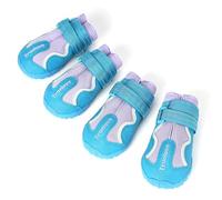 FANSU Dog Boots 4 Pieces, Winter Dog Shoes Warm Dog Paw Protectors for Medium Large Dogs, Plush Dog Walking Boots, Dogs Boots for Ourdoor Walking Indoor Hardfloor (XXL(6#),Blue/Purple)
